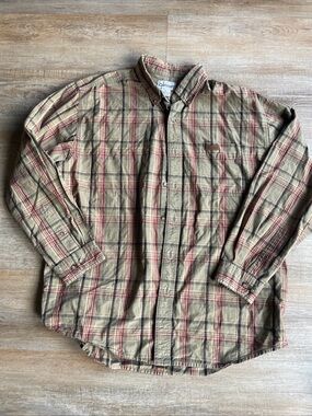 Carhartt Men's Plaid Button-Down Shirt - Khaki Large
